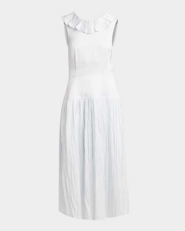 Ruffle Sleeveless Drop-Waist Backless Ankle Dress